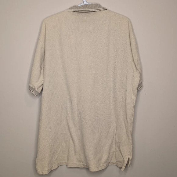 Vintage Big Dogs Collared Cream Textured Fabric Golf Polo Men's XL - Picture 2 of 8